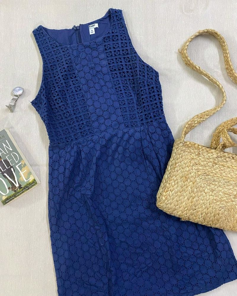 Navy Blue Cotton Summer Dress