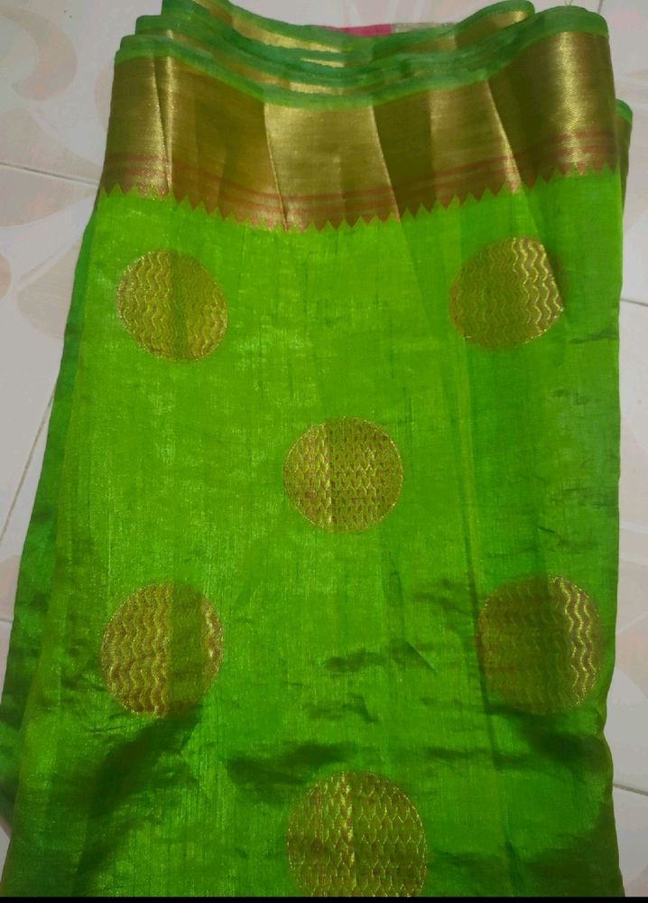 Green Silk Saree With Blouse