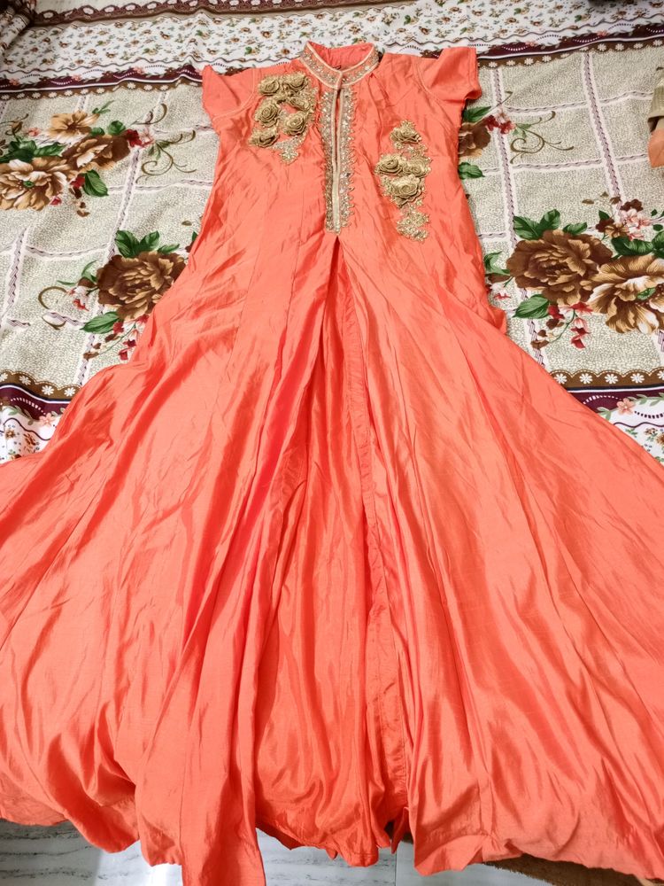 Orange Party Wear Gown