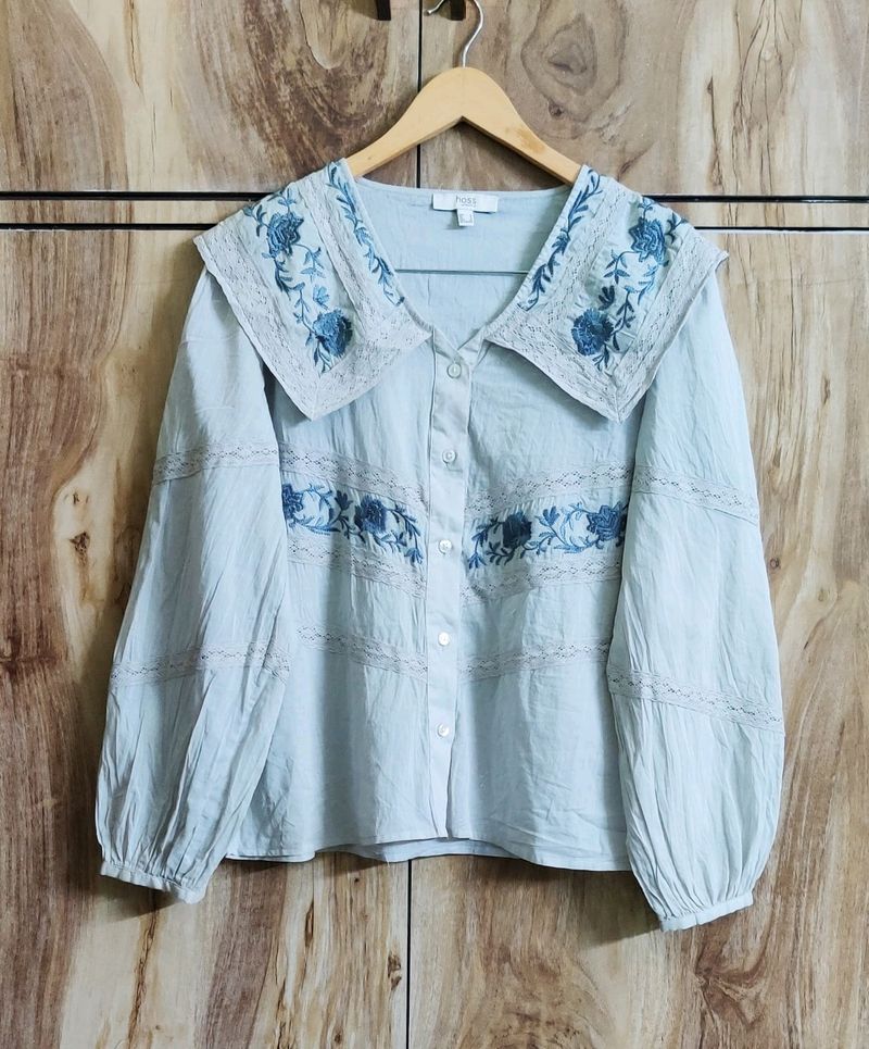 Light Grey Embroidery Work Top Si,e-38-40