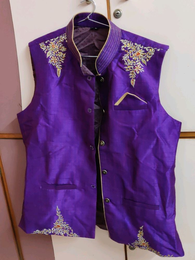 Purple Ethnic Jacket Koti