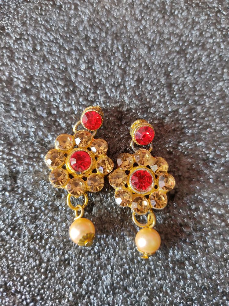 Red And Golden Festive Earrings