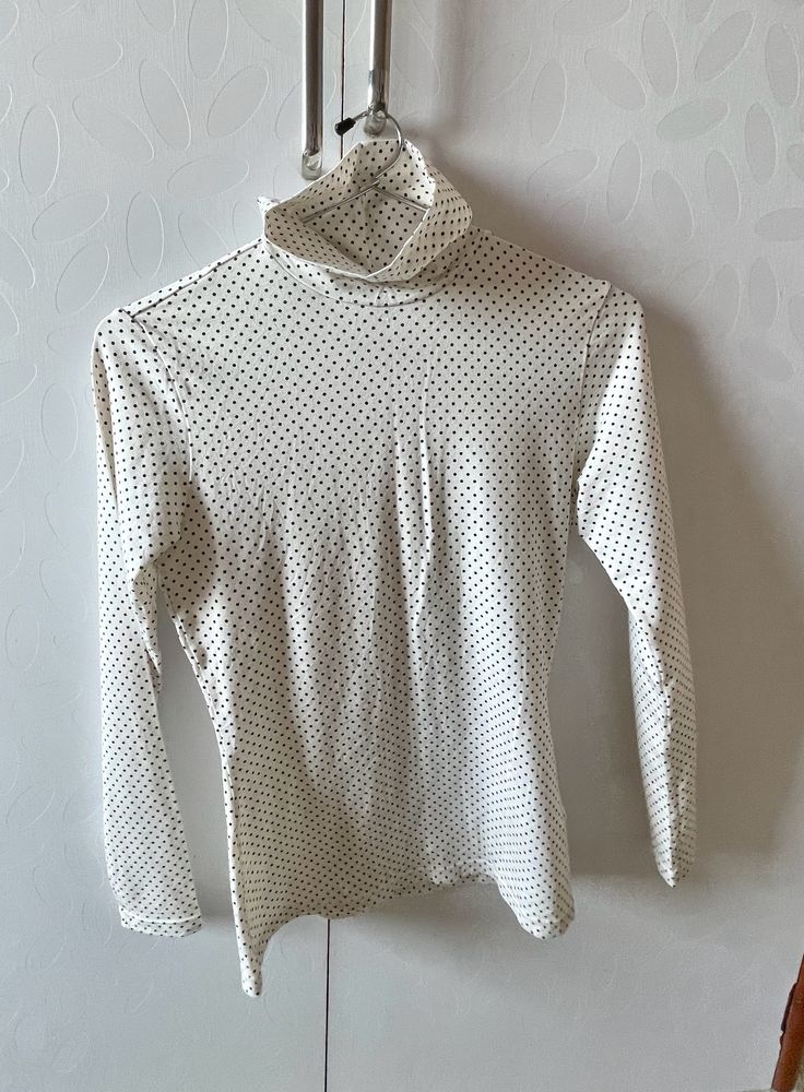 Turtle Neck White Top For Women