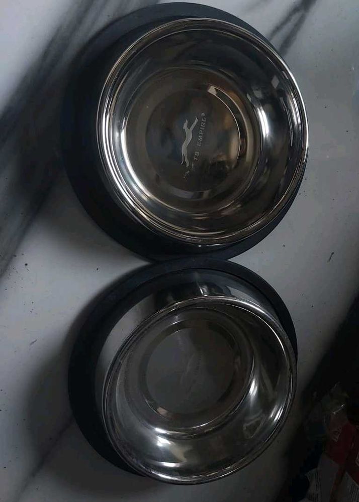 NEW PETS STAINLESS STEEL TWO DOG BOWL