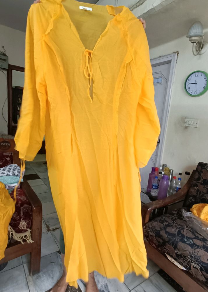 H&M Kurti Bright Yellow New