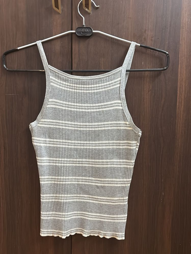 Grey Ribbed Tank Top