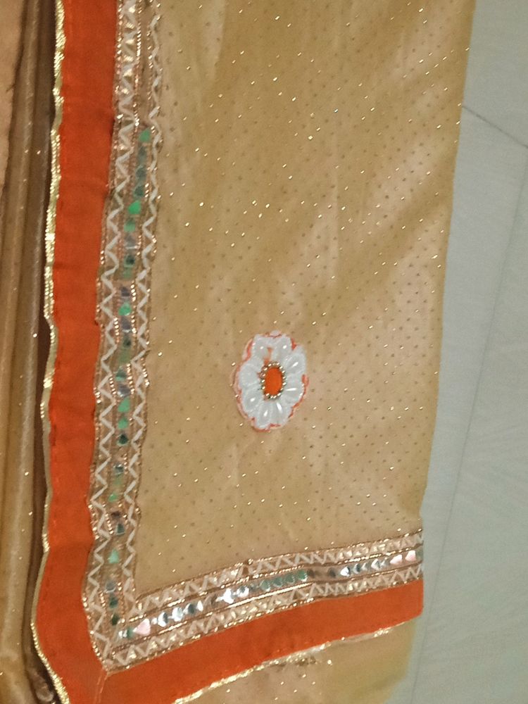 Gold Netted New  Saree