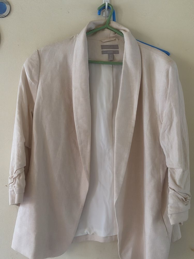 Linen Blend H&M Single Breasted Blazer