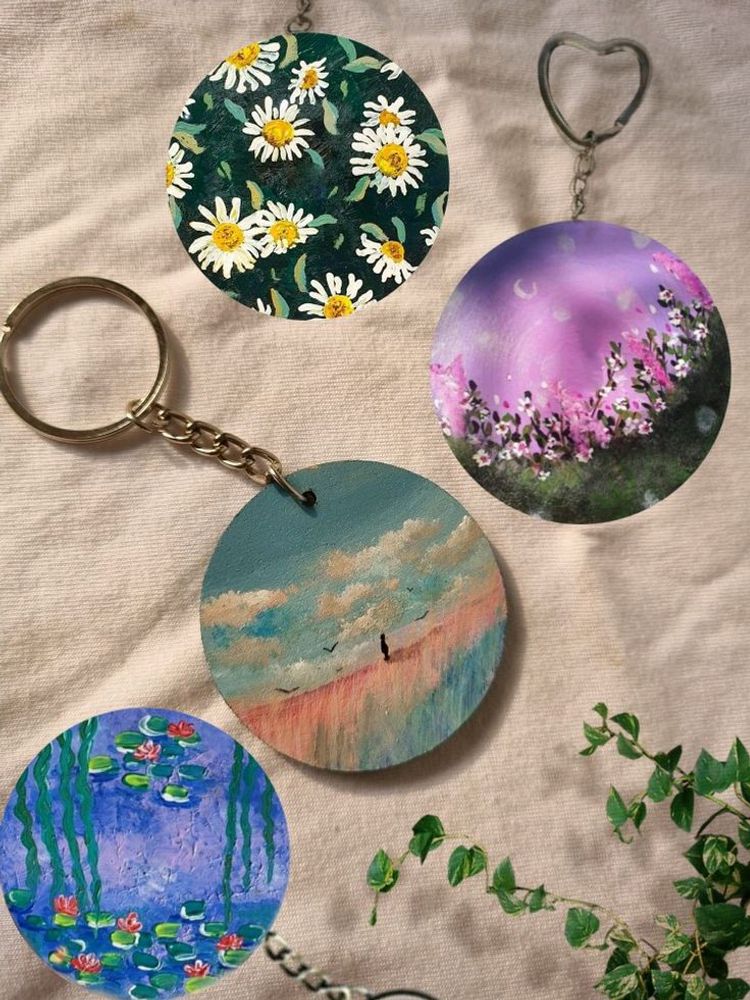 Hand Painted Wooden Keychain