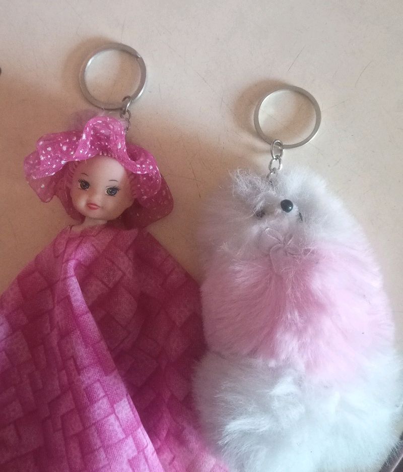 Cute Doll And Teddy Bear Keychain🥰