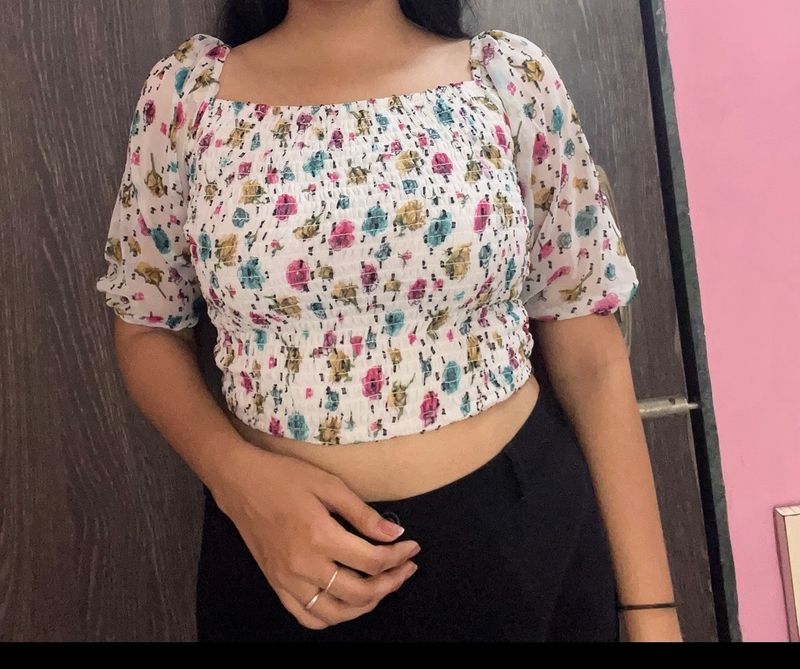 White Floral Top