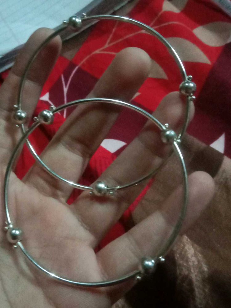 Cutee Silver Bangles For Each Hand