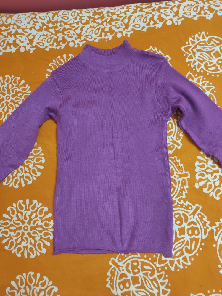 Purple High Neck Sweater