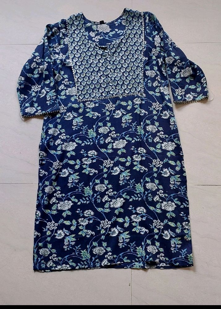 Blue Floral Print Kurti