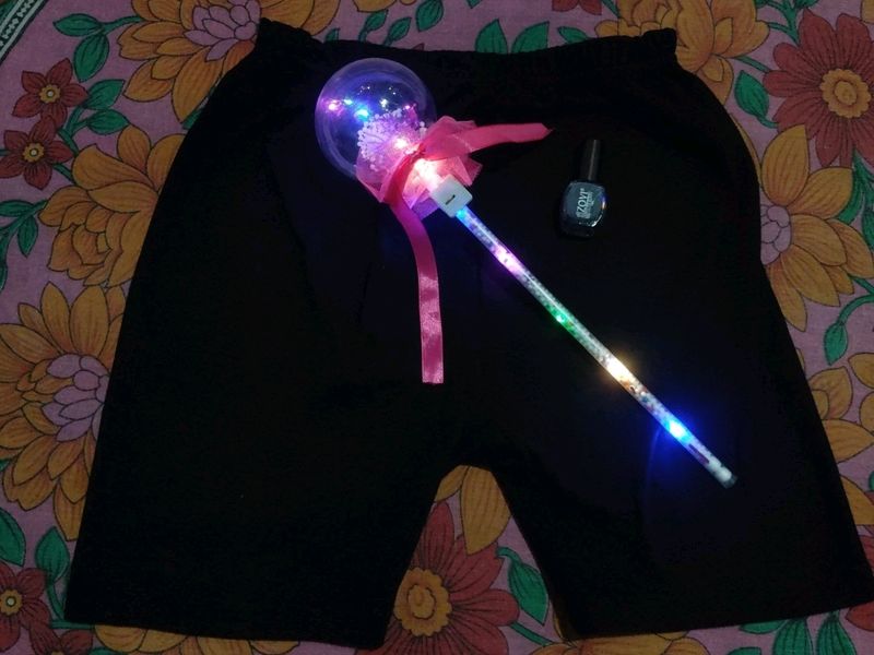 Fairy LED Wand, With Nail Paint, Black Shorts