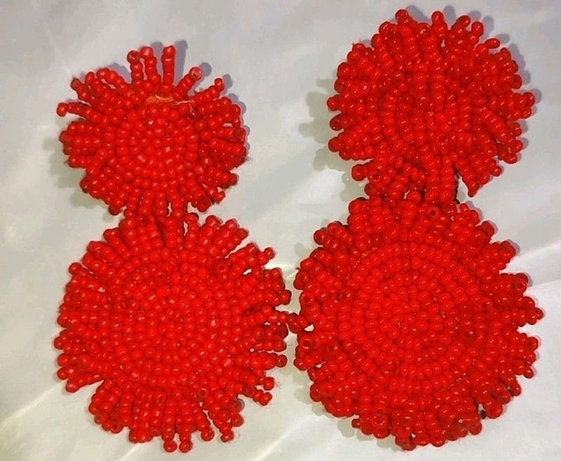 Two Red Earring Studs For Girl Or Woman