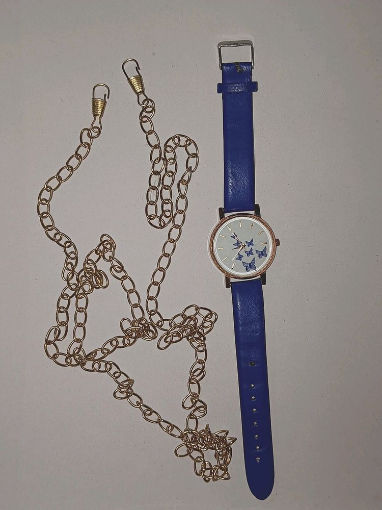 women hand bag chain & watch