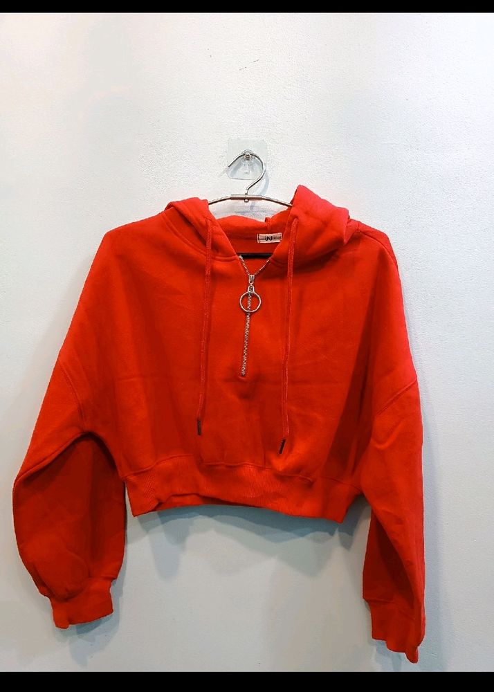 Red Crop Hoodie