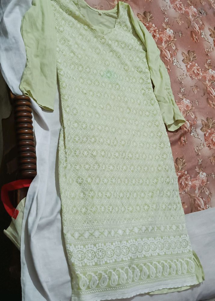 Light Green Chikankari Kurti