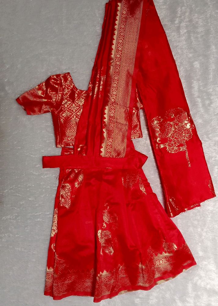 Baby Girls Red Half Saree