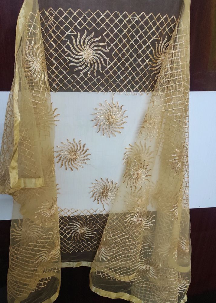 Golden Cream Tissue Dupatta