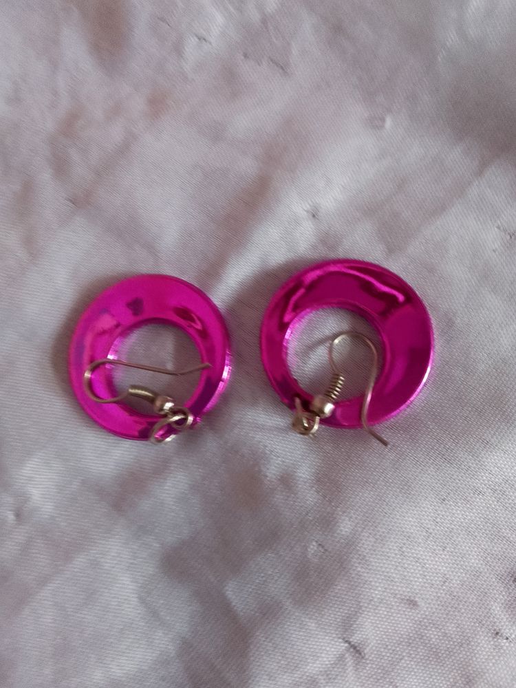 Dark Pink Color Earrings