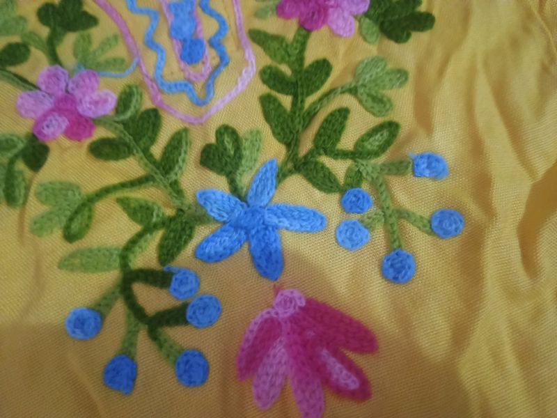 Hand Embroidered Cute Yellow Kurti