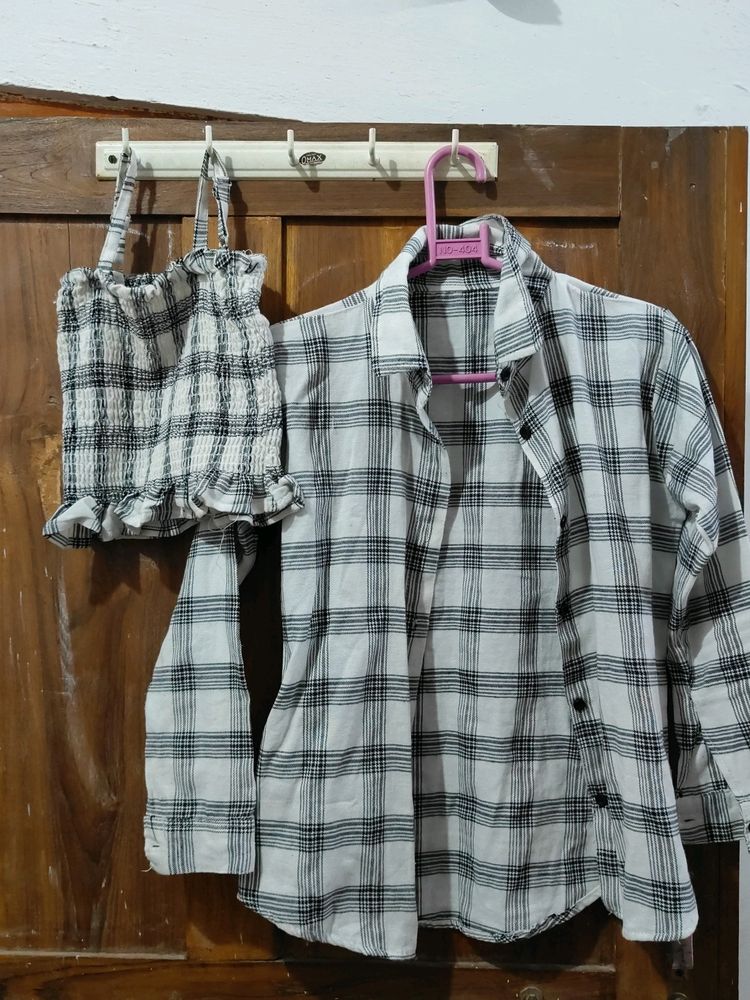 Checked Shirt With Crop Top