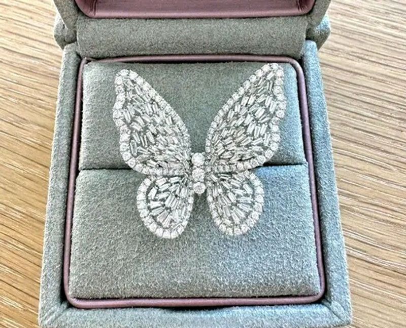 American Diamond Butterfly Ring