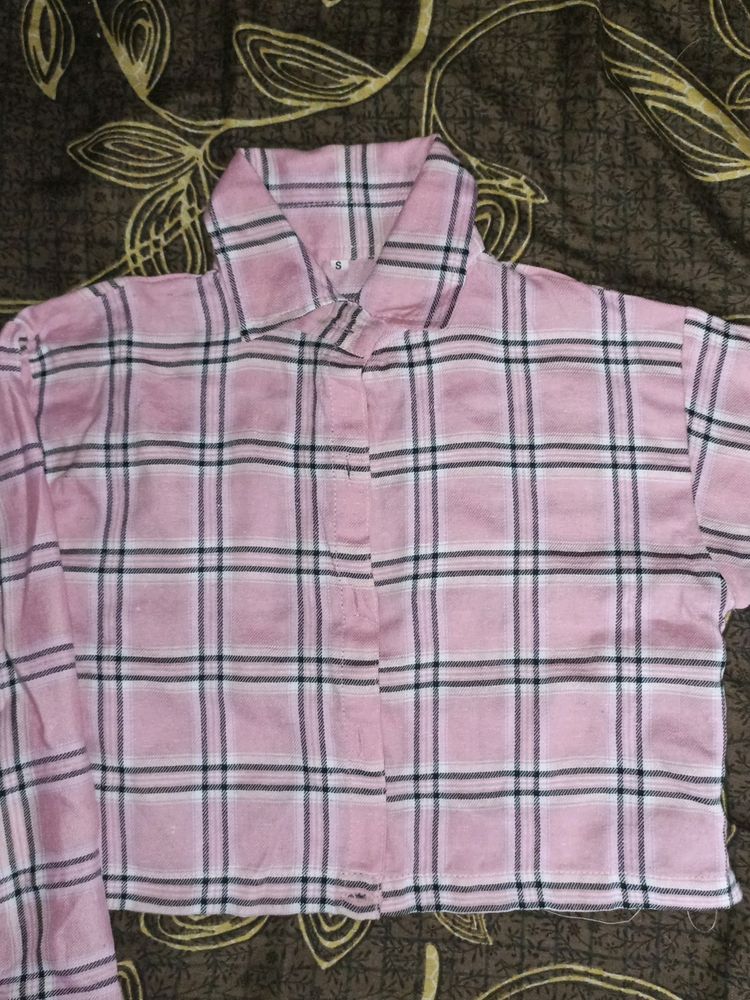 Cute Pink Crop Shirt For Women