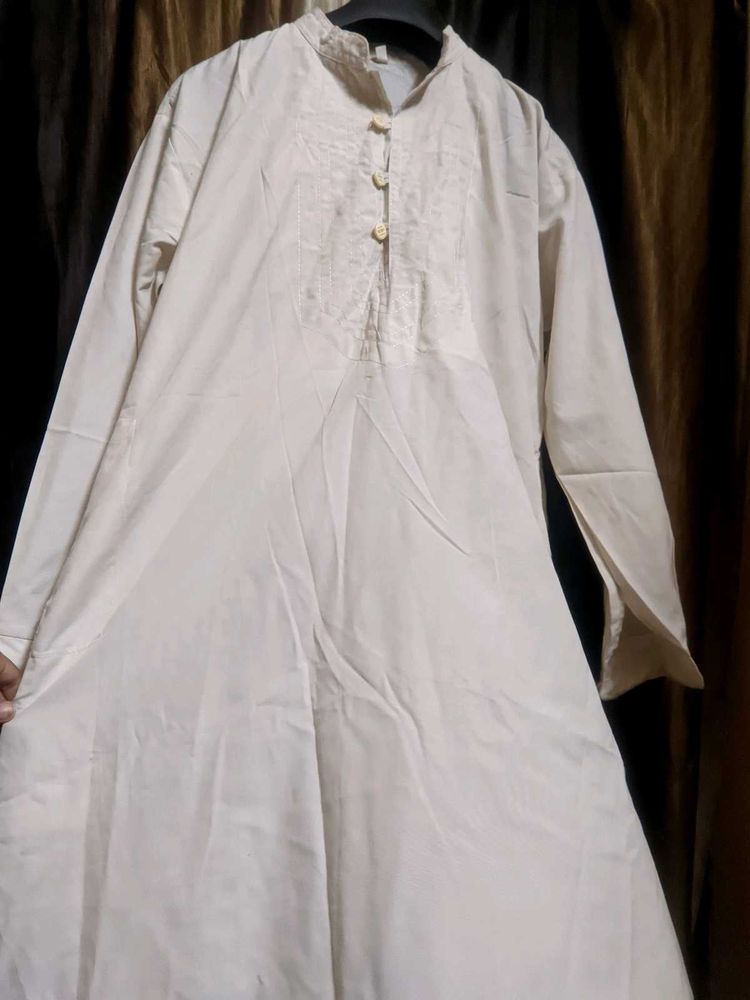 Mens White Plain Kurta