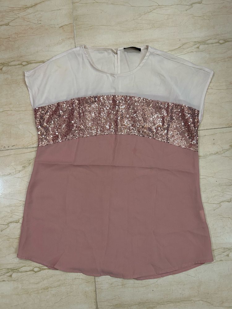 Shein Pink And White Top