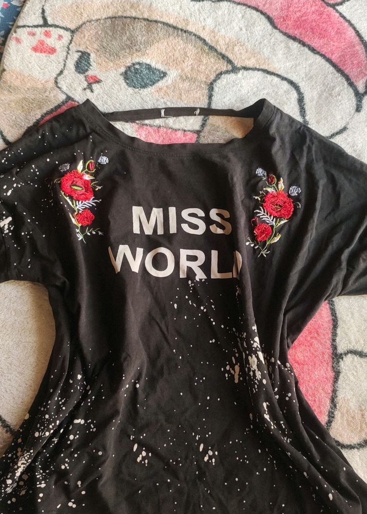 MISS WORLD BLACK EMBROIDED TOP 🌹🌹