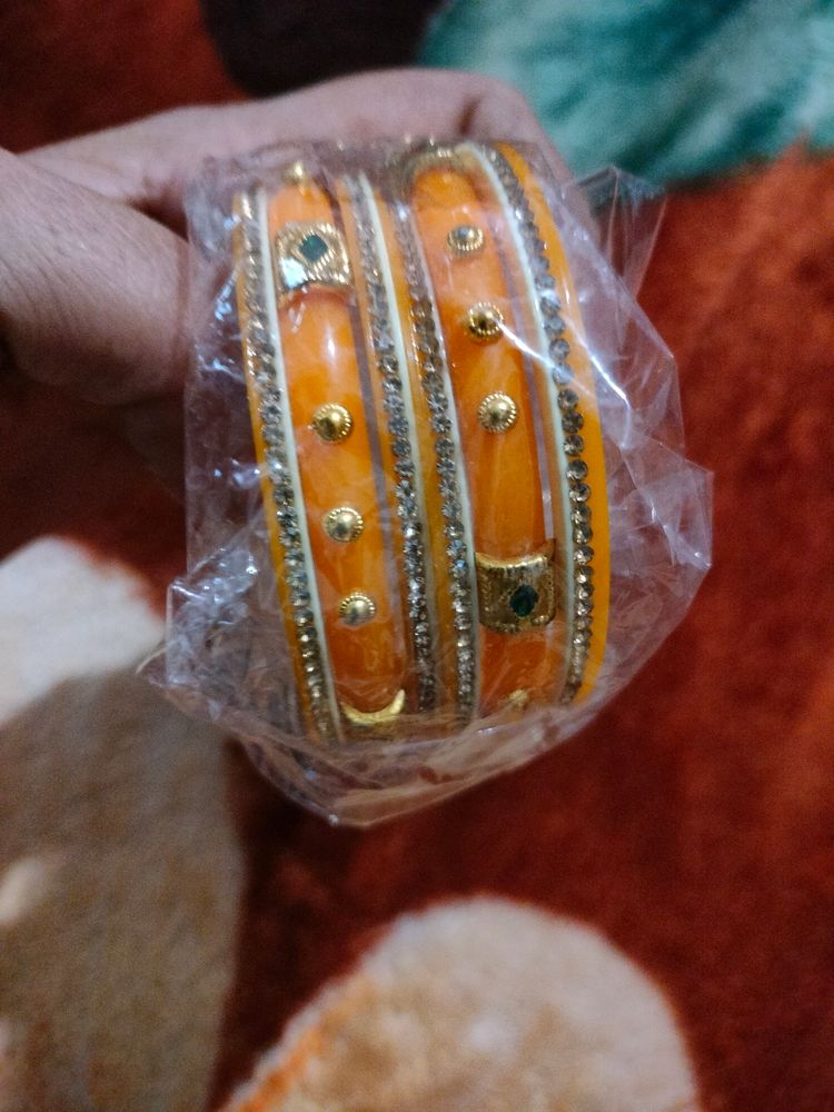 2:2 Size  Yellow Bangles Set