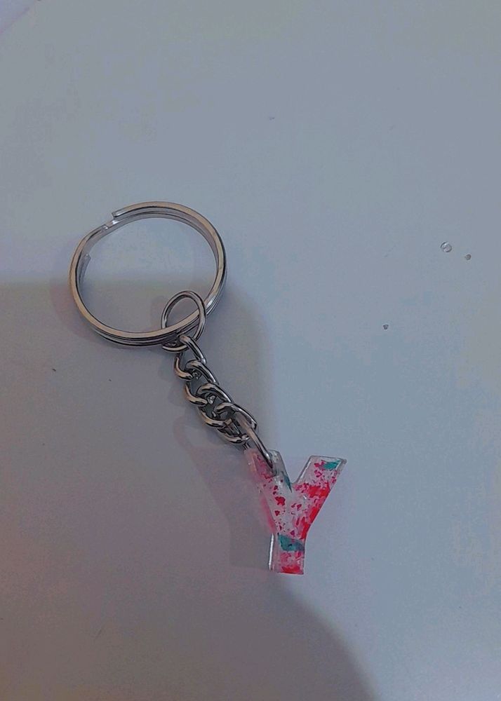 Resin Y,Z And R Letter Keychain