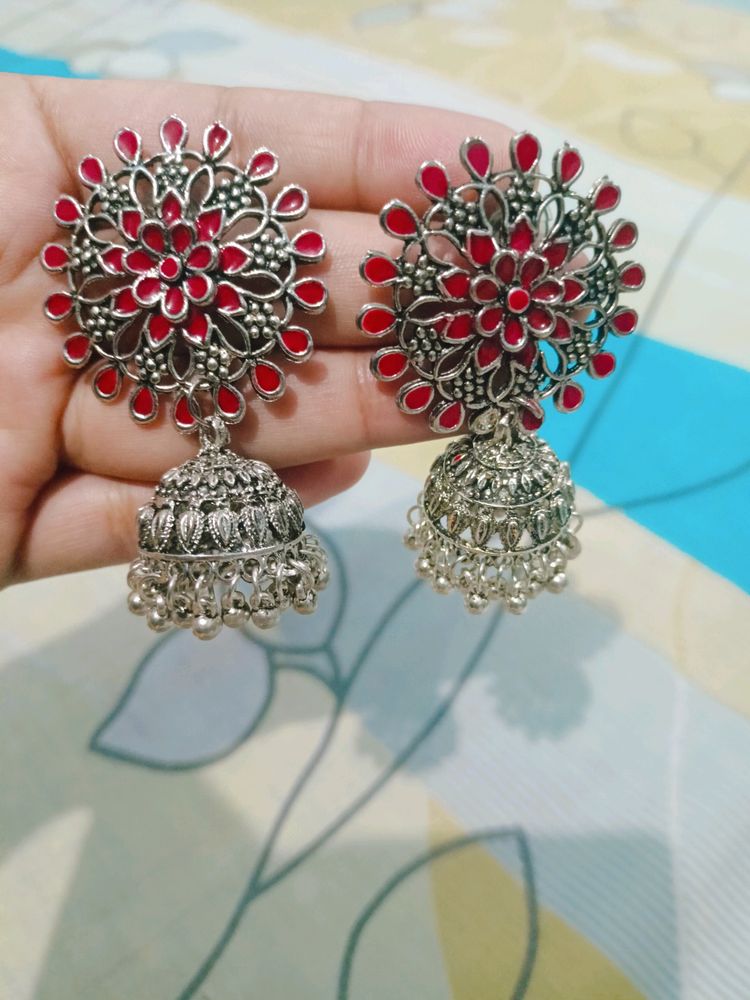 Traditional Ethnic Maroon Colour Jhumkas