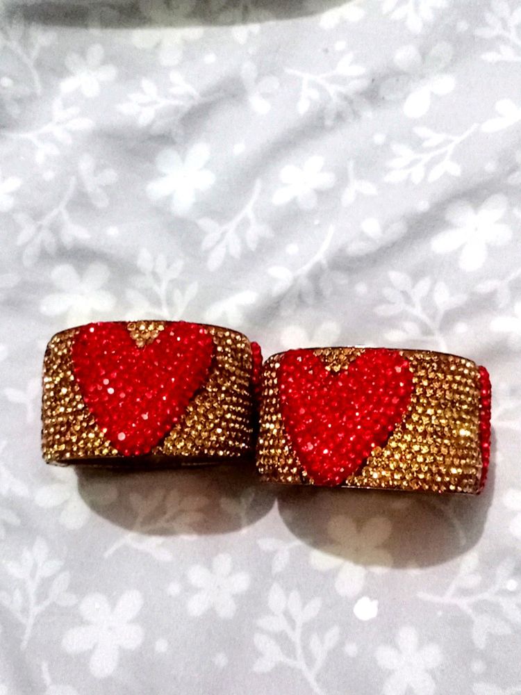 Red And Golden Colour Bangles