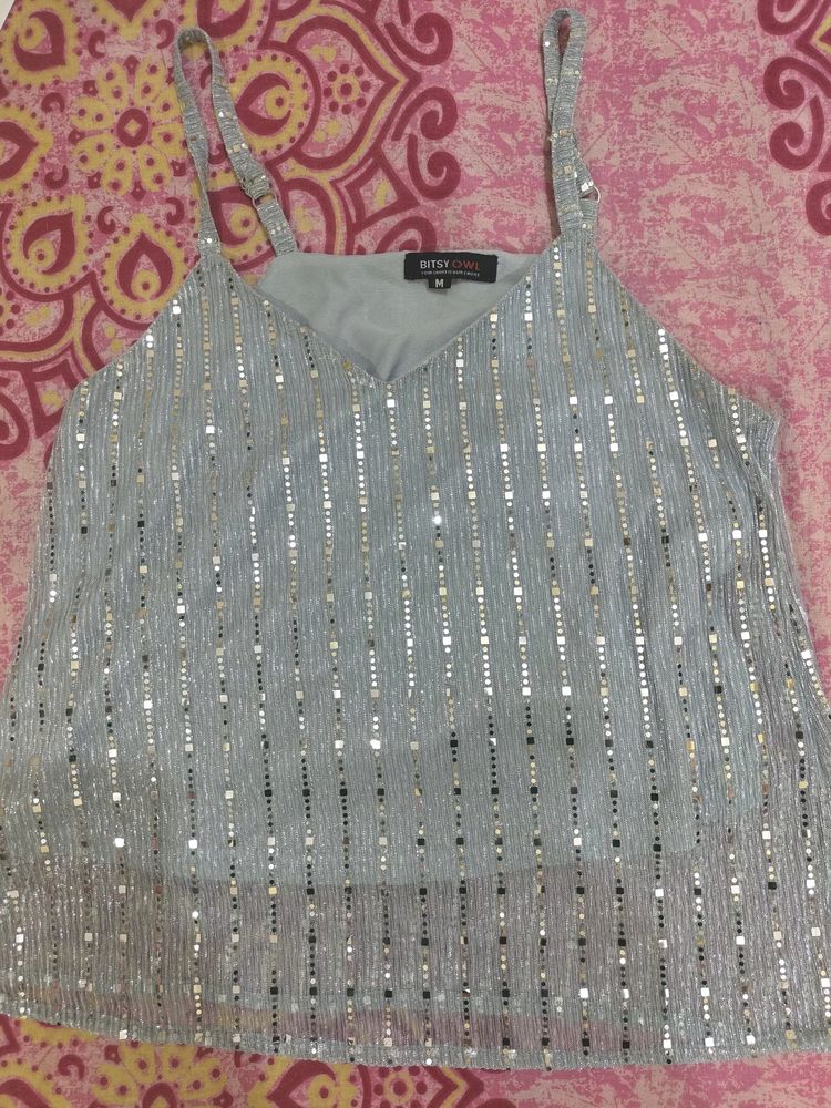 Light Blue Sequins Top