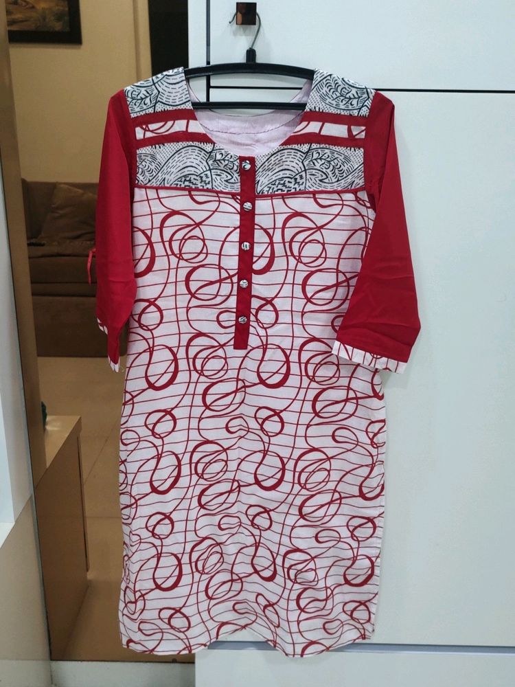 Red Cotton Kurti