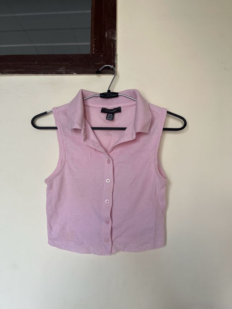 Polo Sleeveless Rib Top