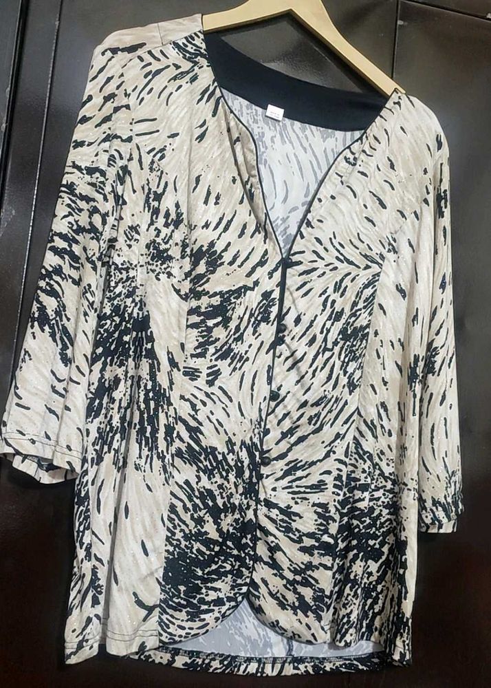 Black & Cream Printed Top For Girl & Woman 42 Bust