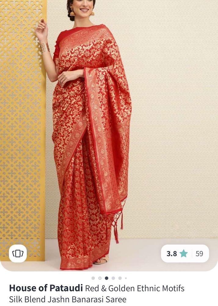 House of Pataudi Red Banarasi Silk Saree