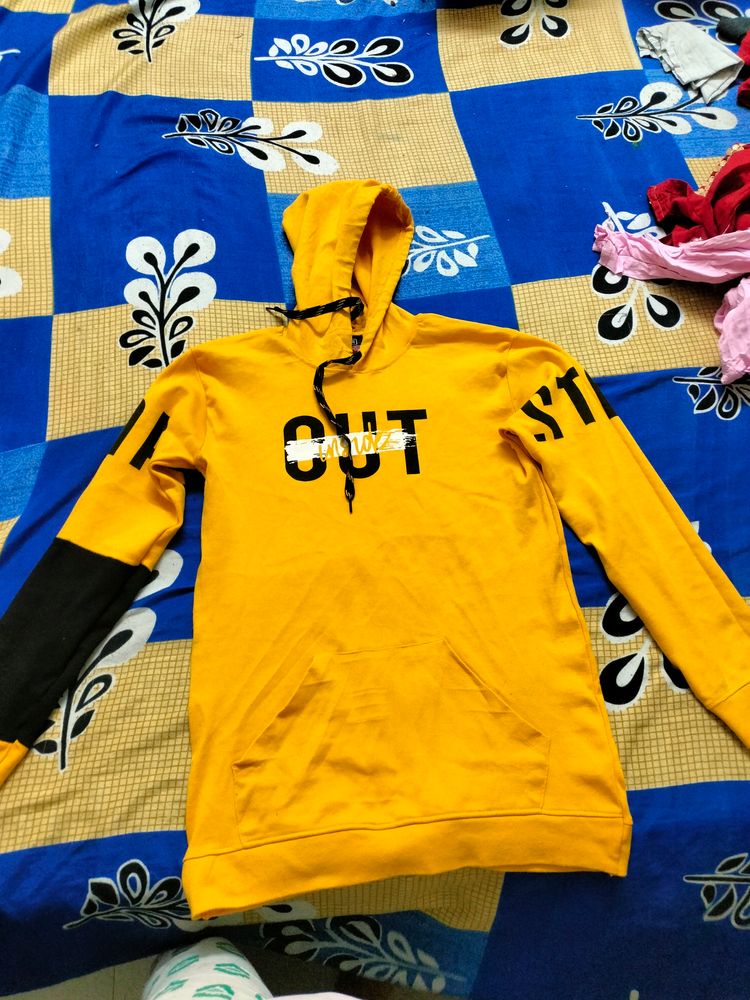 Yellow Colour Hoodie For Mens