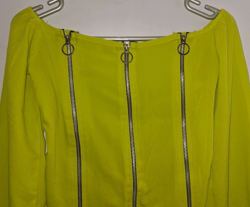 Off Shoulder Neon Green Top