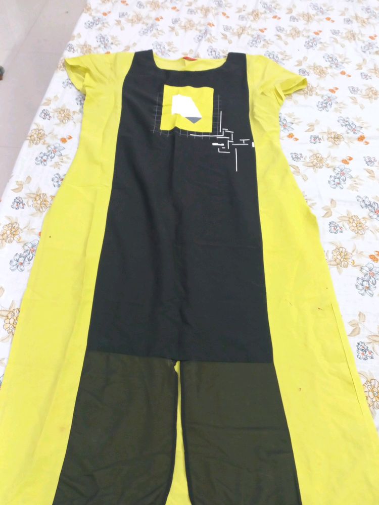 Westside Lemon And Black Kurti