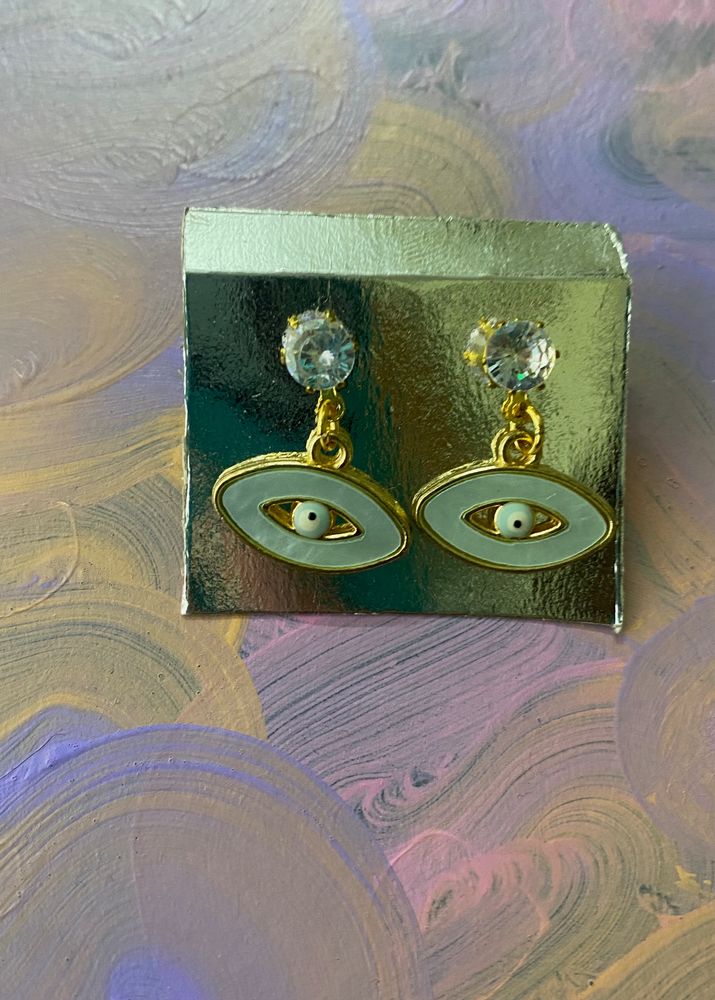 Pastel Green Eye Stud Earrings