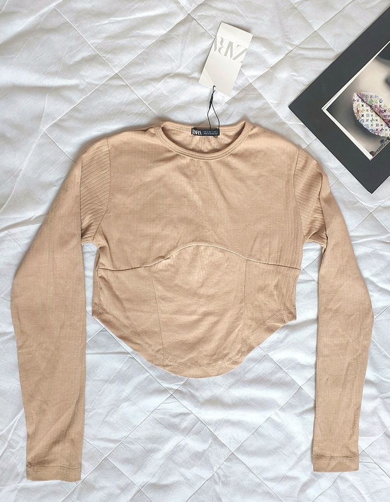 Zara Long Sleeve Crop Top