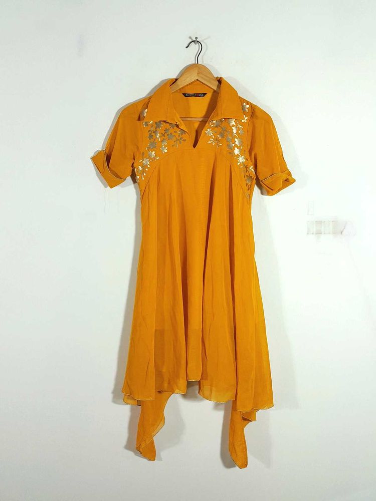 Mustard Yellow A Line Dress For Women's