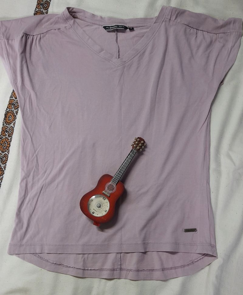 Roadster Lavendar V Neck T-shirts From Myntra