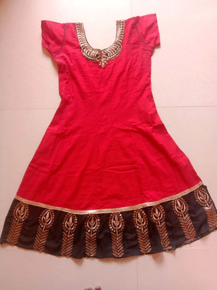 Anarkali Kurti And Jeans Crepe Top